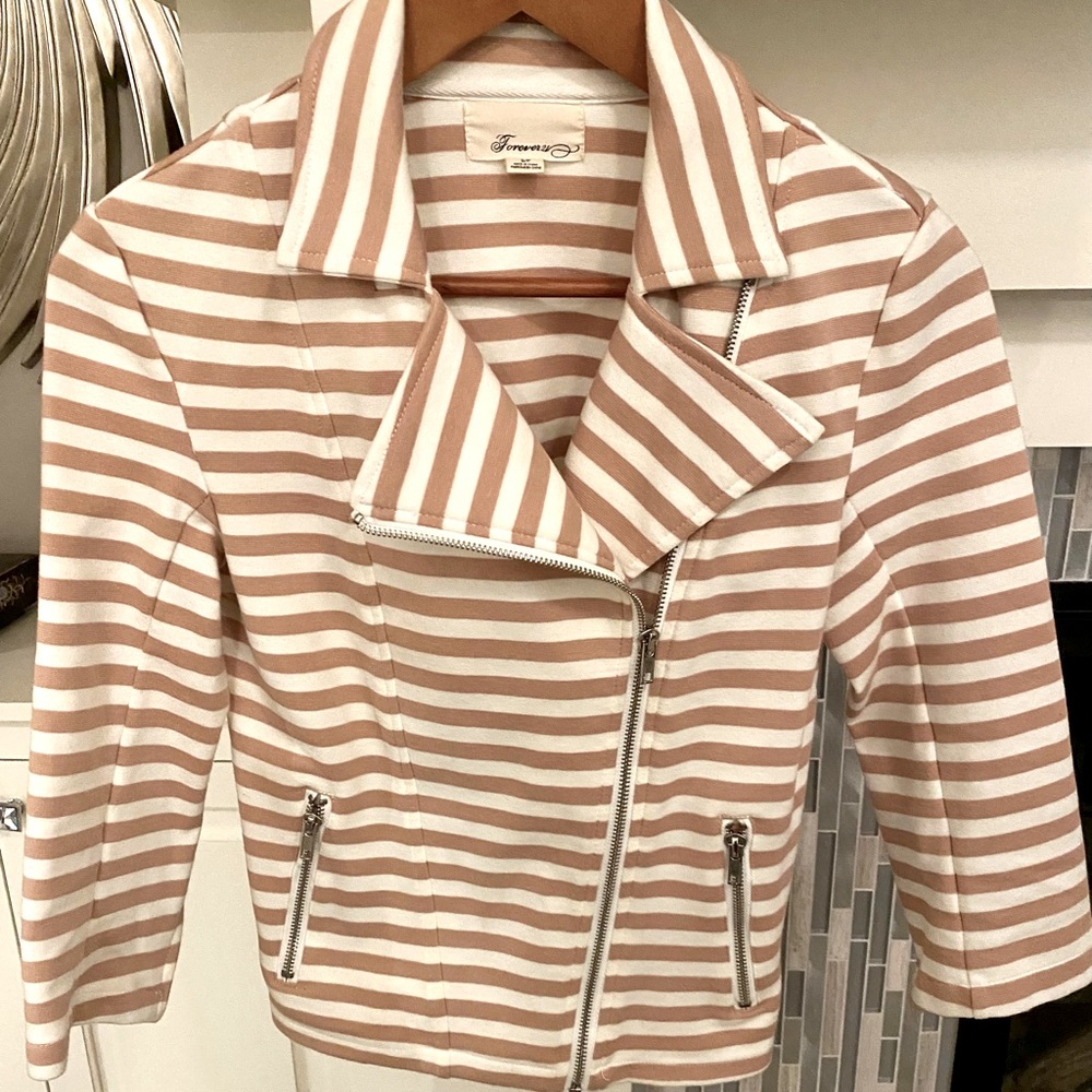 Striped jacket with zipper details. Size small.